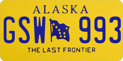 AK license plate GSW993