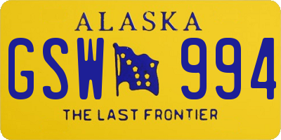 AK license plate GSW994