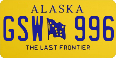 AK license plate GSW996