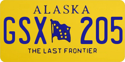 AK license plate GSX205