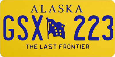 AK license plate GSX223