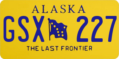 AK license plate GSX227