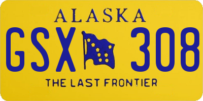 AK license plate GSX308