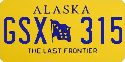 AK license plate GSX315