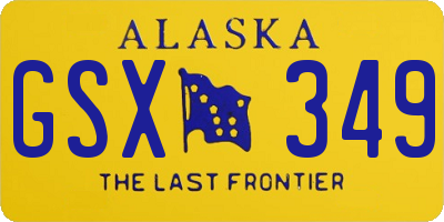 AK license plate GSX349