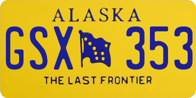 AK license plate GSX353