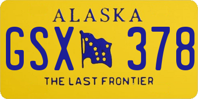 AK license plate GSX378