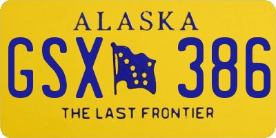 AK license plate GSX386