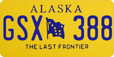 AK license plate GSX388