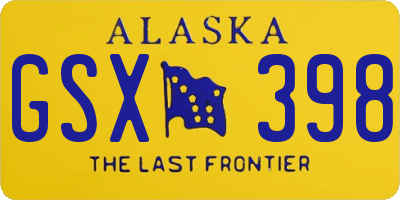 AK license plate GSX398