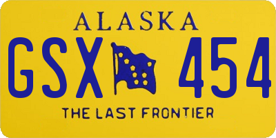 AK license plate GSX454