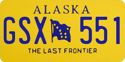 AK license plate GSX551