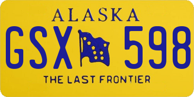 AK license plate GSX598