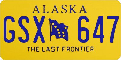 AK license plate GSX647