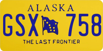 AK license plate GSX758