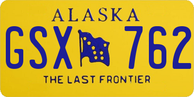 AK license plate GSX762