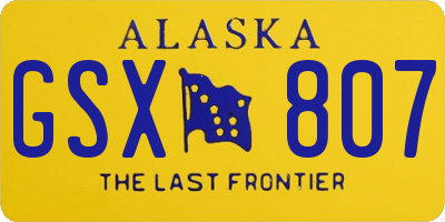 AK license plate GSX807