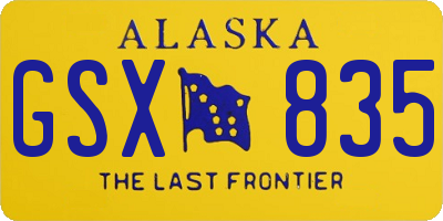 AK license plate GSX835