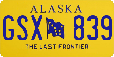 AK license plate GSX839