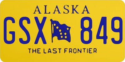 AK license plate GSX849