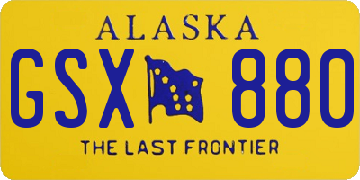 AK license plate GSX880