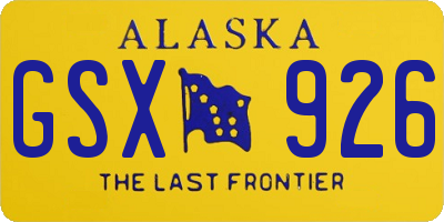 AK license plate GSX926