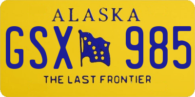 AK license plate GSX985