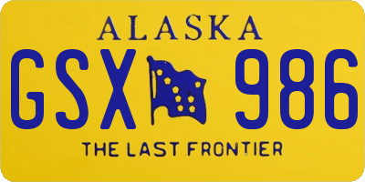 AK license plate GSX986