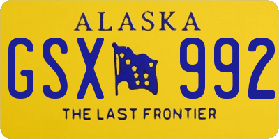 AK license plate GSX992