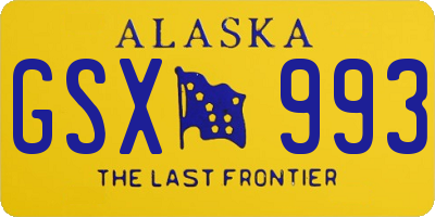 AK license plate GSX993