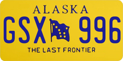 AK license plate GSX996