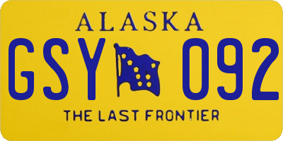 AK license plate GSY092