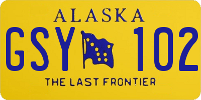 AK license plate GSY102