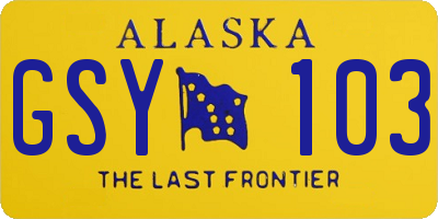 AK license plate GSY103