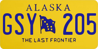 AK license plate GSY205