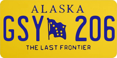 AK license plate GSY206