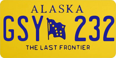 AK license plate GSY232