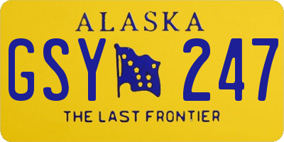 AK license plate GSY247