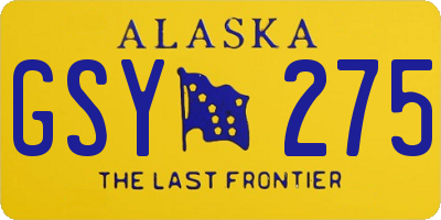 AK license plate GSY275