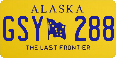 AK license plate GSY288