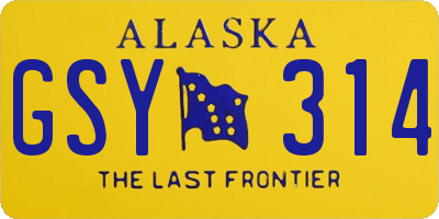 AK license plate GSY314