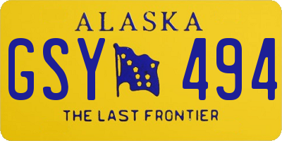 AK license plate GSY494