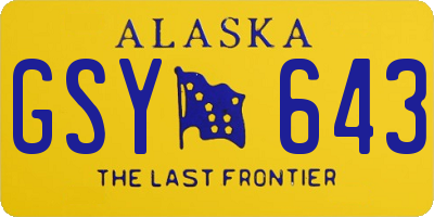 AK license plate GSY643