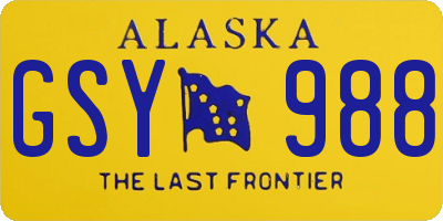 AK license plate GSY988