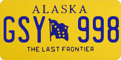 AK license plate GSY998