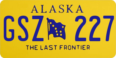 AK license plate GSZ227