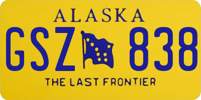 AK license plate GSZ838