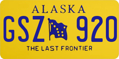 AK license plate GSZ920