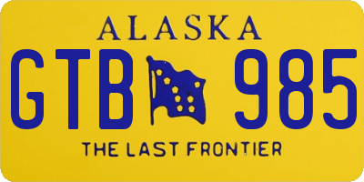 AK license plate GTB985