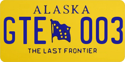 AK license plate GTE003